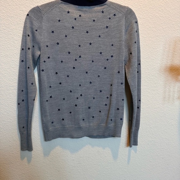 J. Crew Gray and Blue Cardigan Sweater with Polka Dot Pattern - Picture 5 of 9
